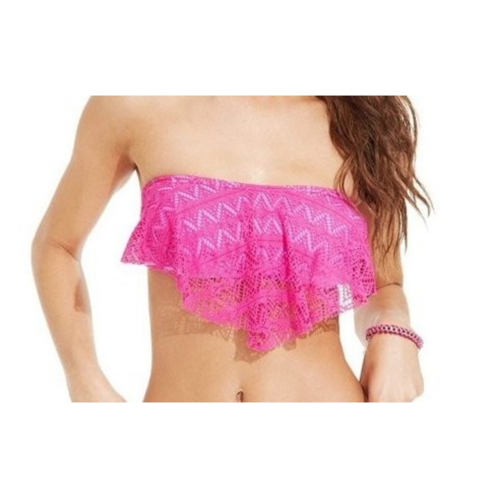 NEW Hula Honey Crochet Flounce Bandeau Bikini Top